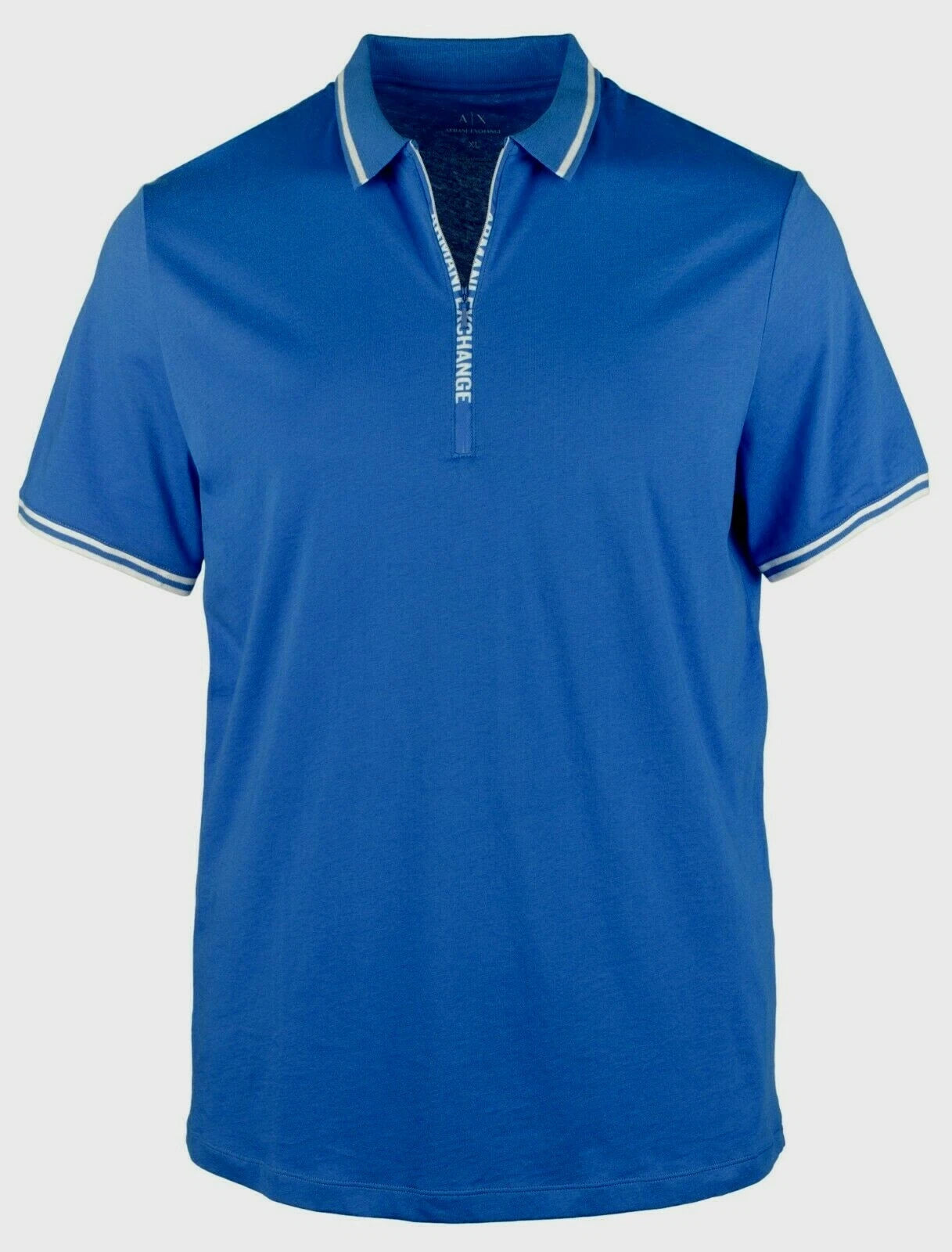 ARMANI EXCHANGE Cotton Quarter-Zip A|X Logo Short-Sleeve Men Poloshirt