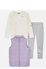 NEW Puma Toddler Girls 3 piece Vest, pant, shirt set