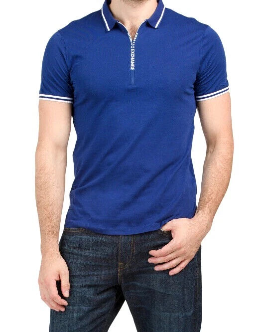 ARMANI EXCHANGE Cotton Quarter-Zip A|X Logo Short-Sleeve Men Poloshirt