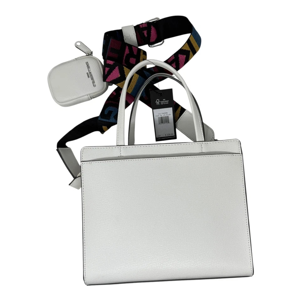 KARL LAGERFELD Paris Women’s White Leather Tote Bag