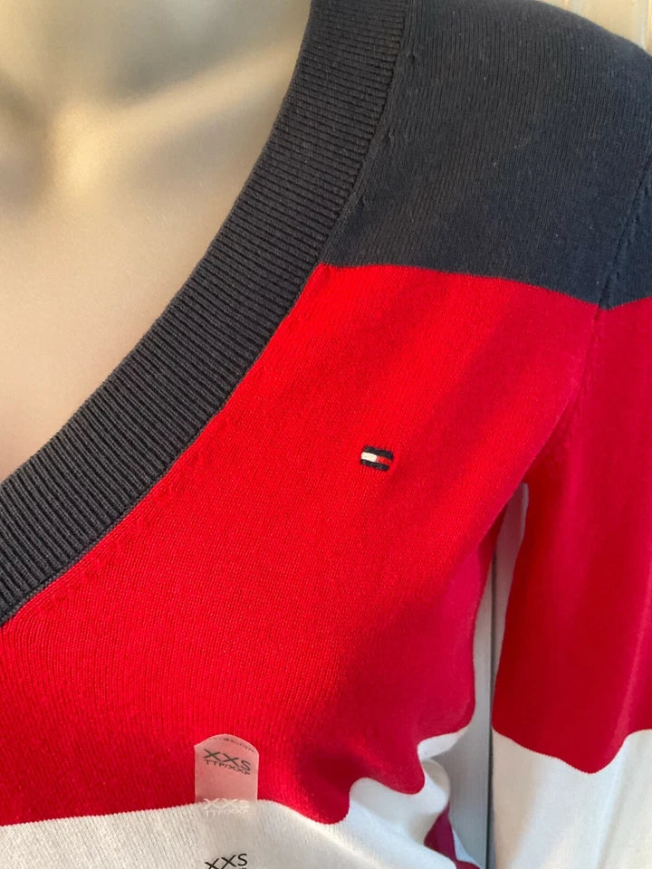 TOMMY HILFIGER STRIPED V-NECK