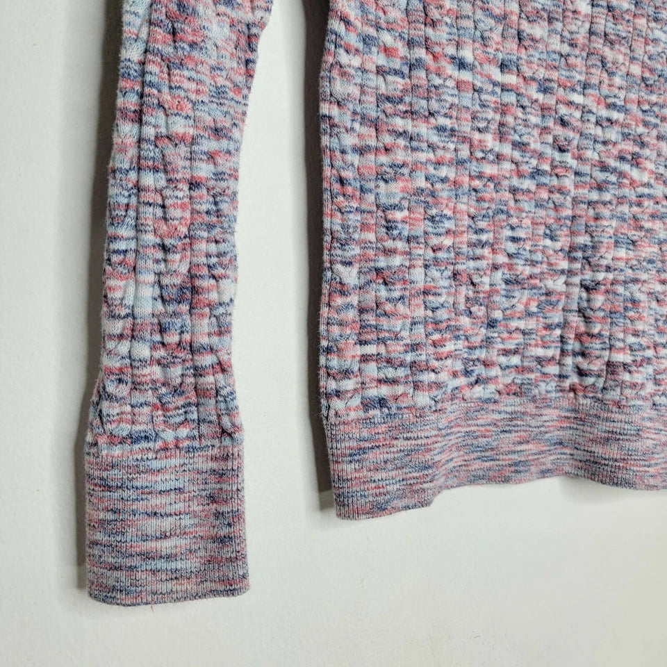 TOMMY HILFIGER Spacedye Cotton Sweater Women's  Ribbed Knit Fitted Boat Neck