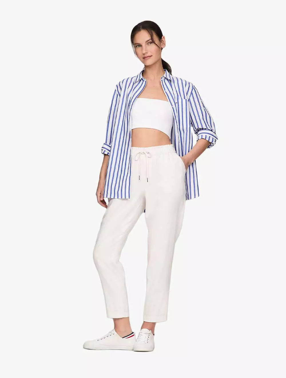 TOMMY HILFIGER - Oversized Stripe Poplin Shirt - Blue - Blue