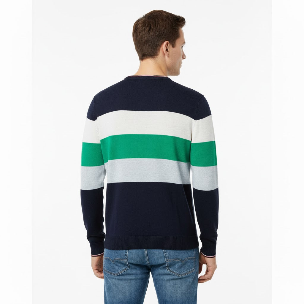 TOMMY HILFIGER Men's Color-Block Stripe Crew Neck Sweater