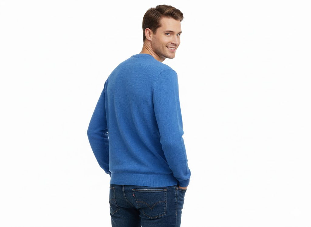 GANT Men's Solid Crew Neck Sweater with Tonal Shield Logo