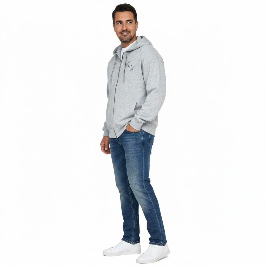 ARMANI EXCHANGE Men's Full-Zip Hoodie with Round Logo
