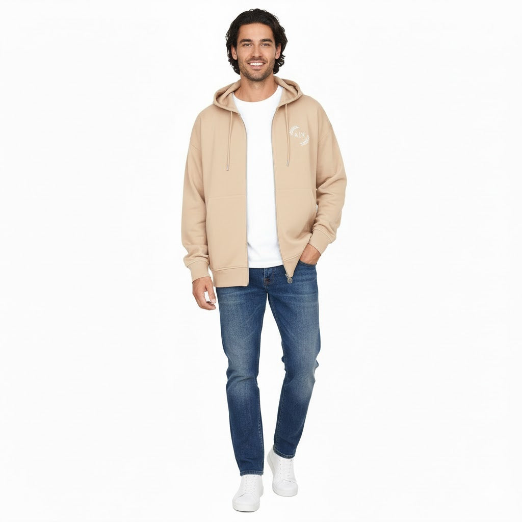 ARMANI EXCHANGE Men's Full-Zip Hoodie with Round Logo
