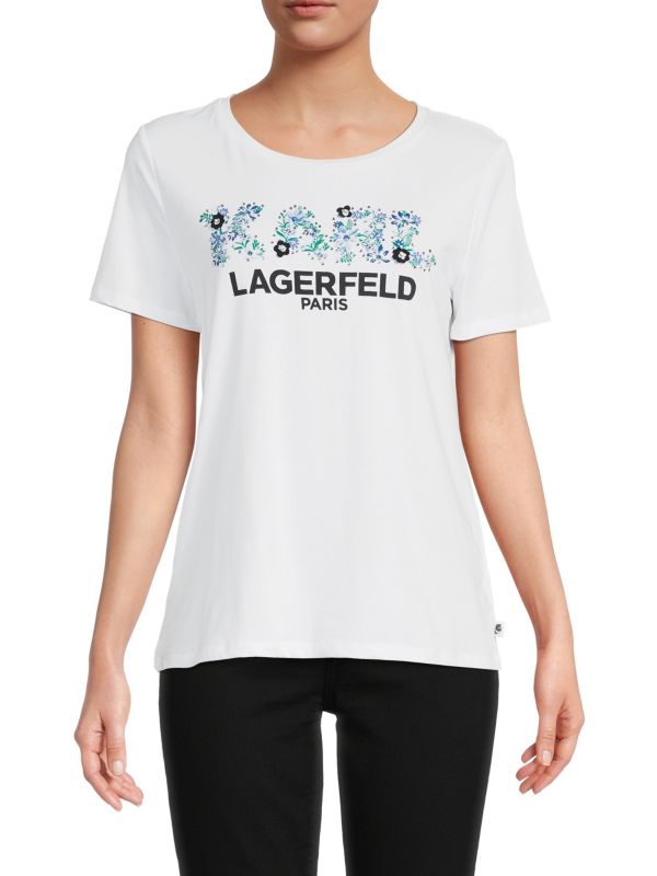 KARL LAGERFELD PARIS Logo Floral Print Tee