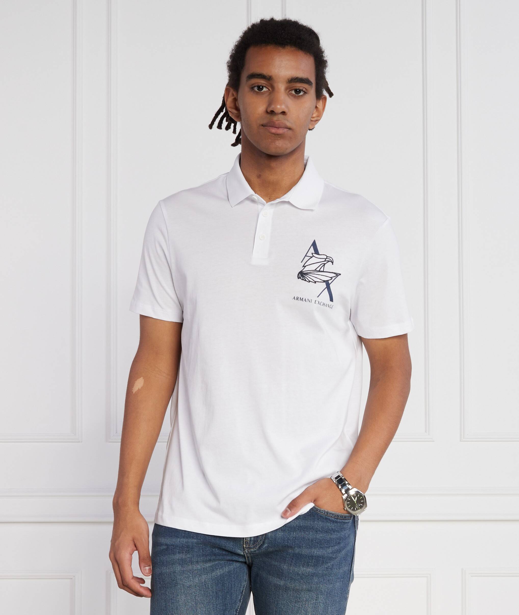 Armani Exchange Regular Fit Polo T-Shirt With Eagle Logo