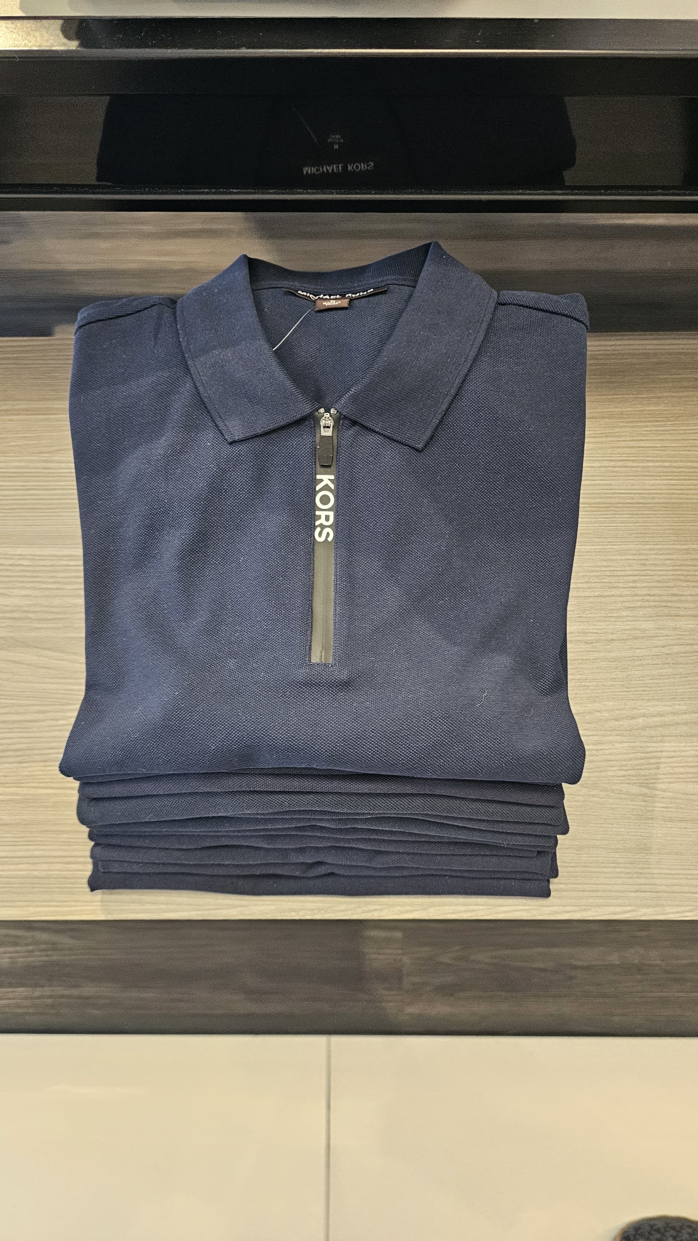 MICHAEL KORS cotton zip-up polo shirt - blue