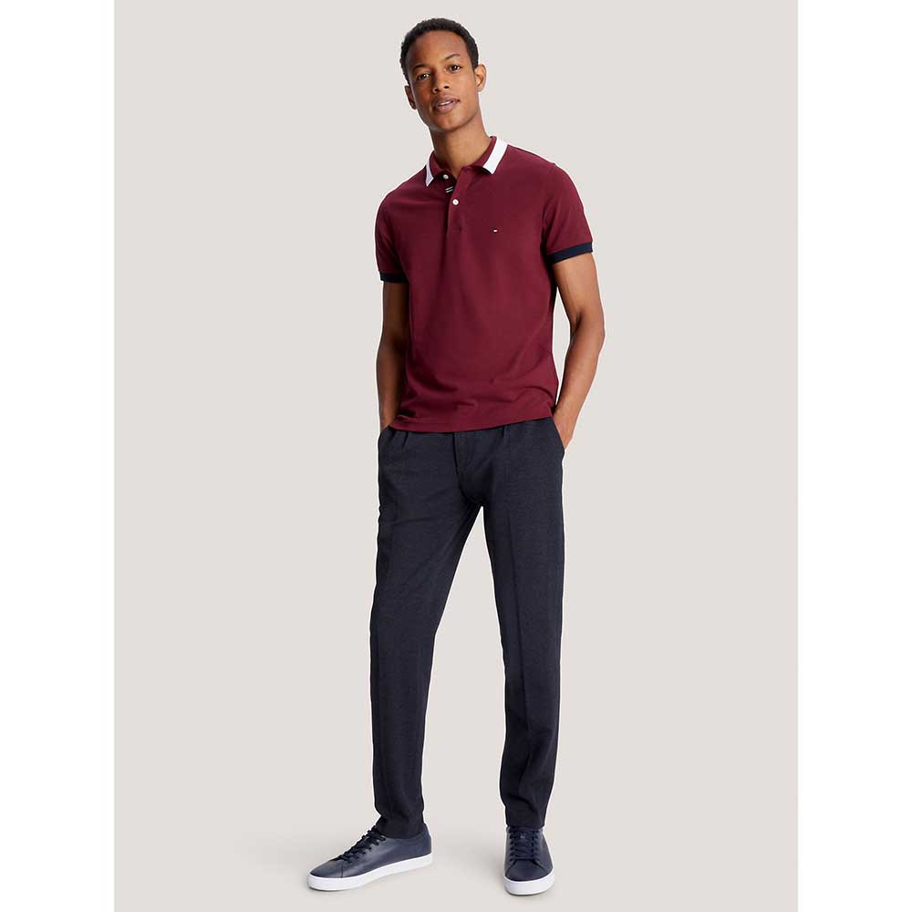 TOMMY HILFIGER Slim Fit Signature Tipped Polo - Wine,