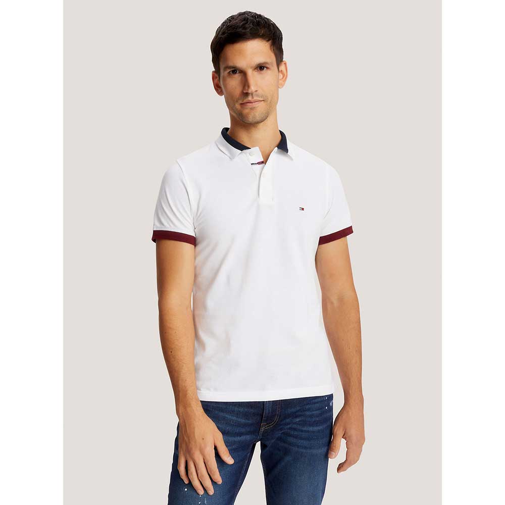 TOMMY HILFIGER Slim Fit Signature Tipped Polo - Wine,