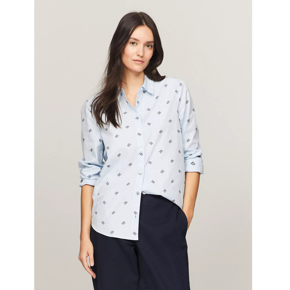 Tommy Hilfiger Fil Coupe Monogram Shirt - Blue