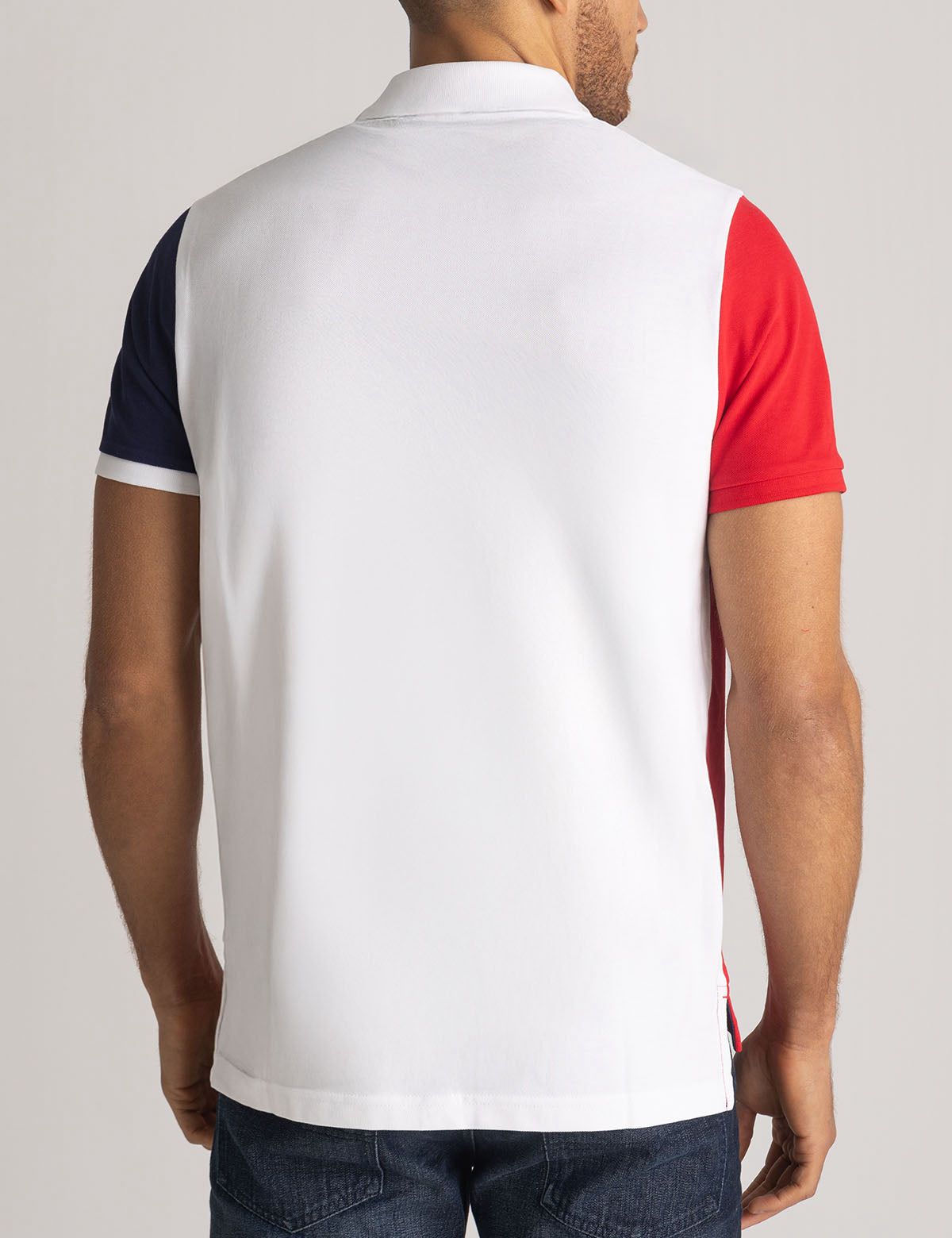 U.S. POLO ASS. COLOR BLOCK DOUBLE DIAGONAL SASH POLO SHIRT
