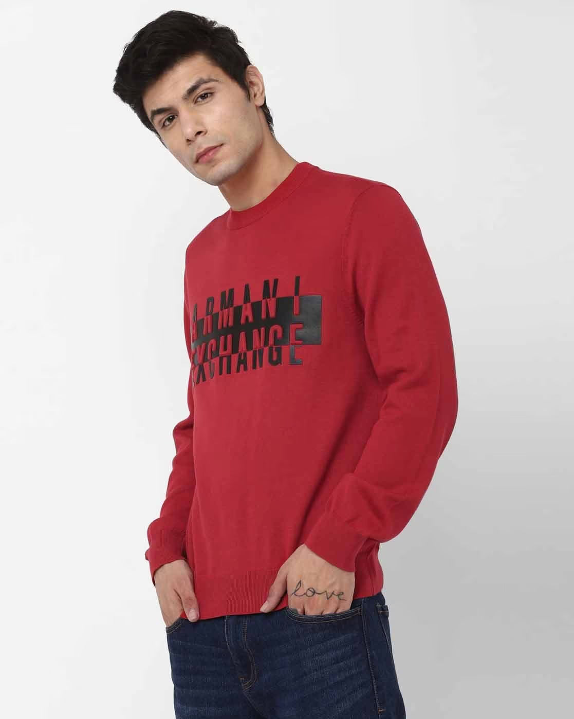 ARMANI EXCHANGE Crew-Neck Pullover with Branding