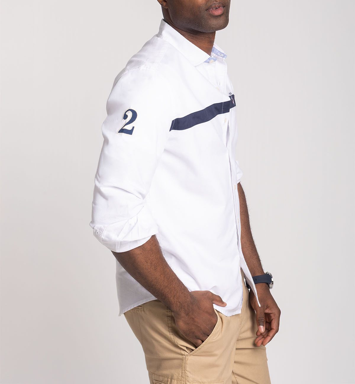 US. POLO ASSN LONG SLEEVE CHEST STRIPE OXFORD SHIRT
