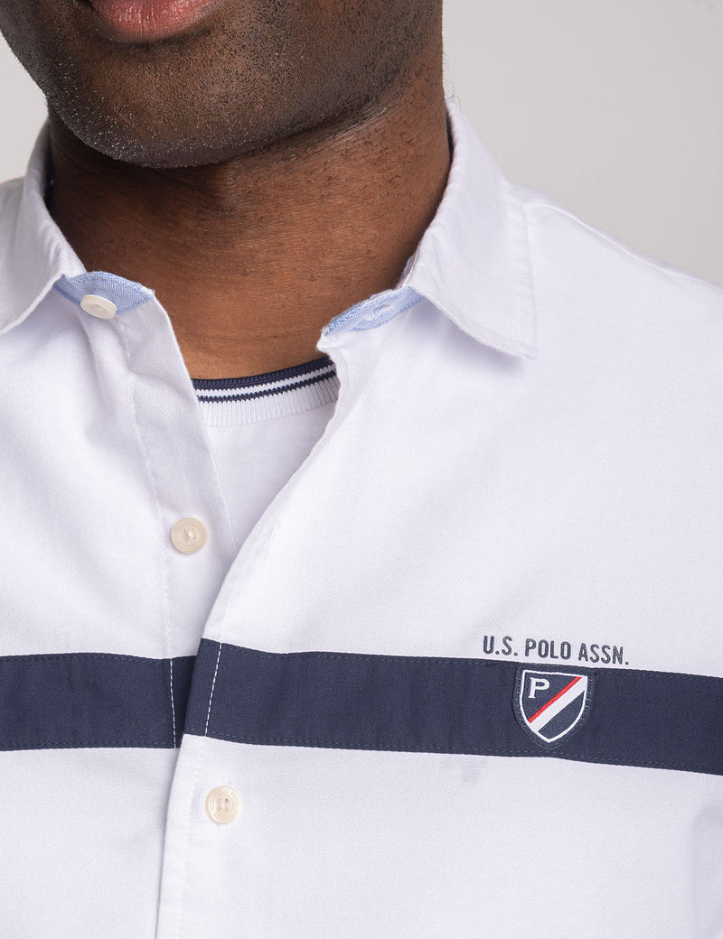 US. POLO ASSN LONG SLEEVE CHEST STRIPE OXFORD SHIRT