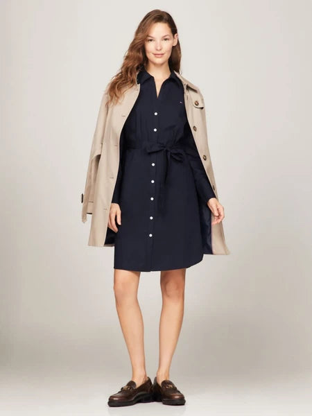 TOMMY HILFIGER Belted Poplin Shirtdress