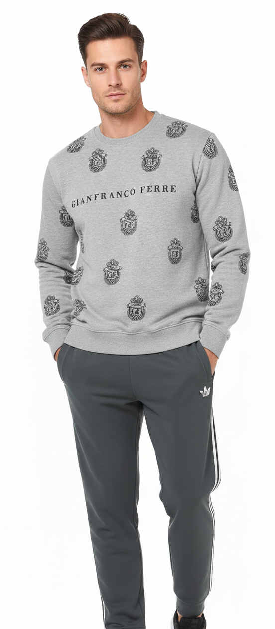 Gian Franco Ferre Grey Embroidered Logo Sweatshirt