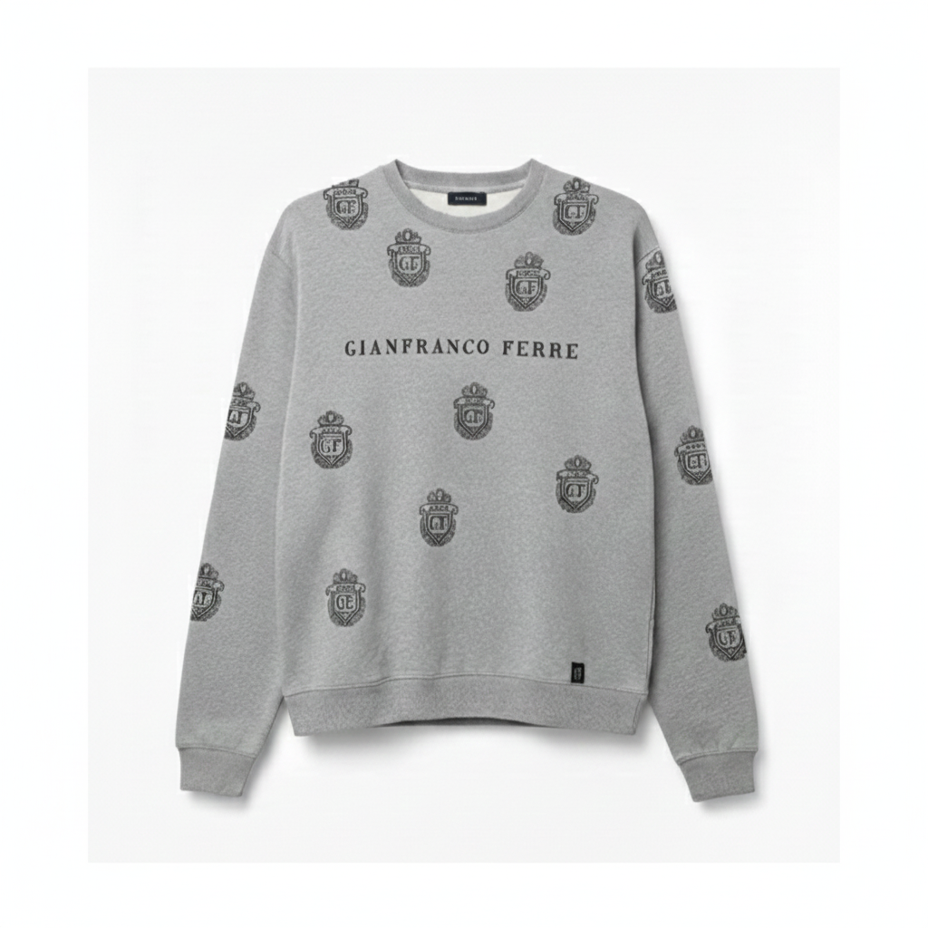 Gian Franco Ferre Grey Embroidered Logo Sweatshirt