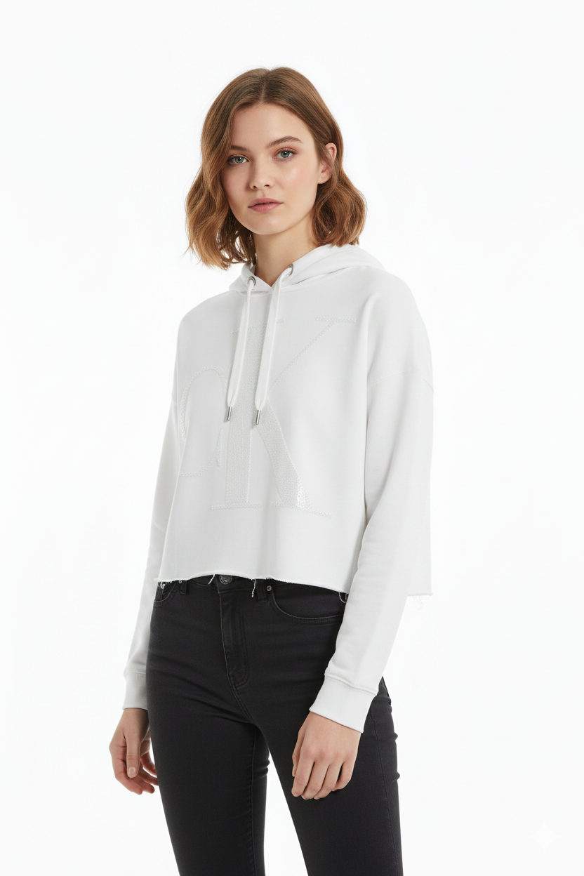 Calvin Klein Women's Cropped Hood Sweatshirt