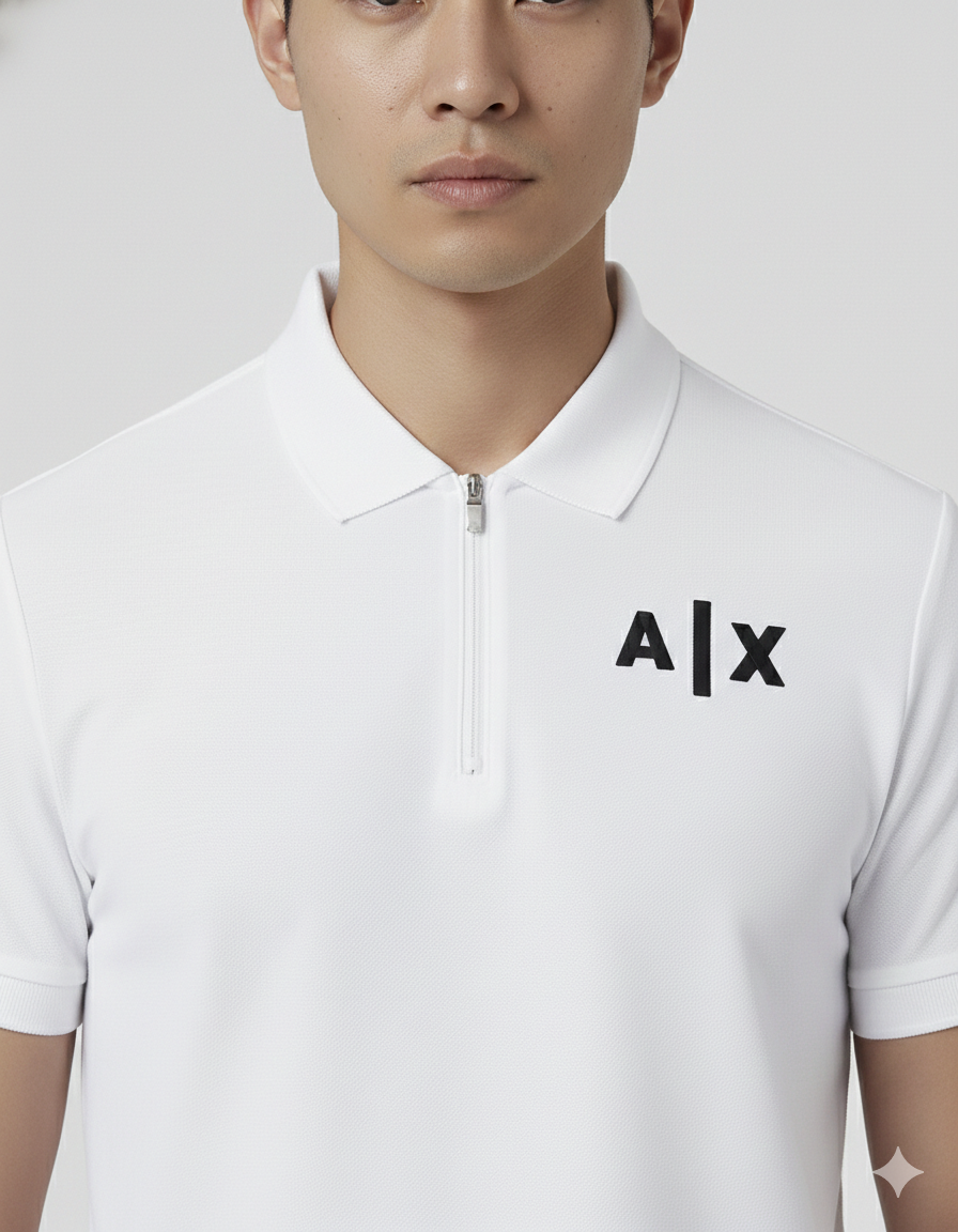 Armani Exchange Men's Cotton Pique Zipper Polo