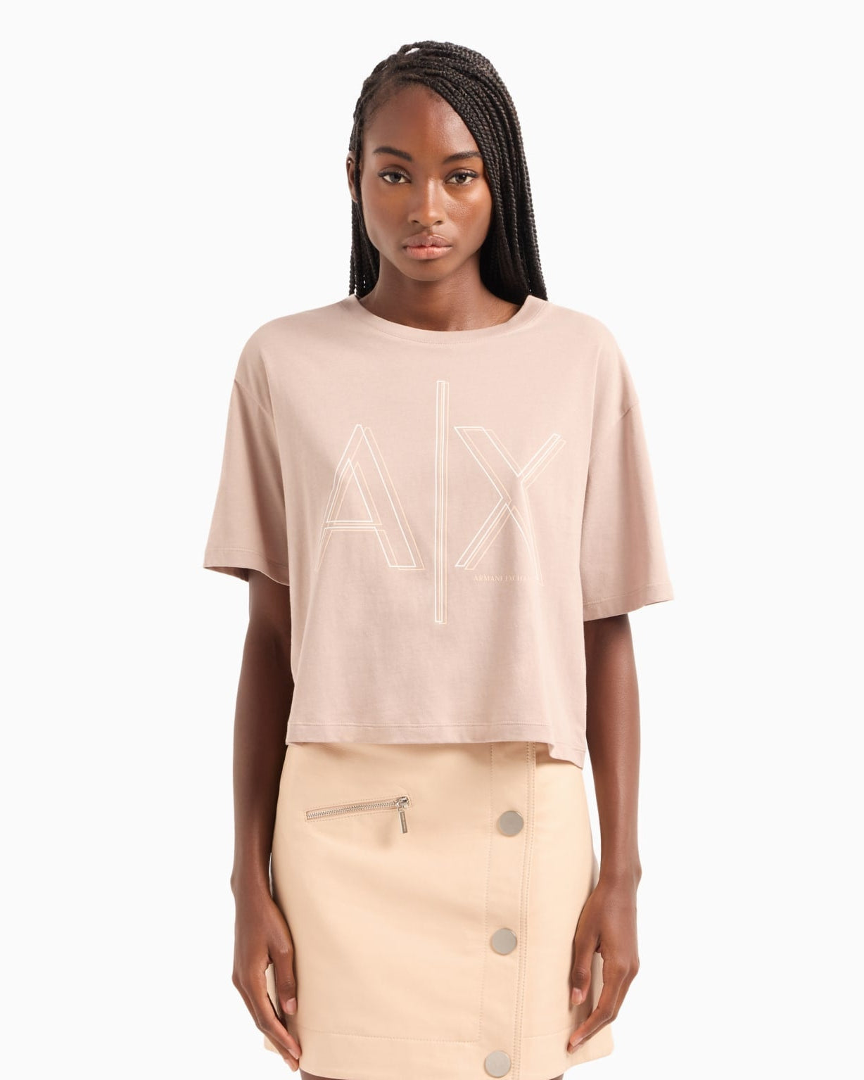 Cropped T-shirt with monogram logo in ASV cotton - HIPPO US Brands ARMANI EXCHANGE