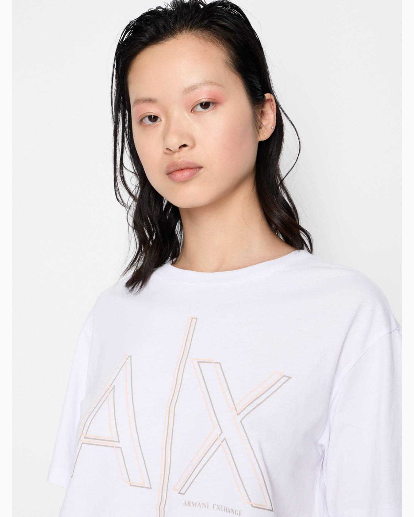 Cropped T-shirt with monogram logo in ASV cotton - HIPPO US Brands ARMANI EXCHANGE