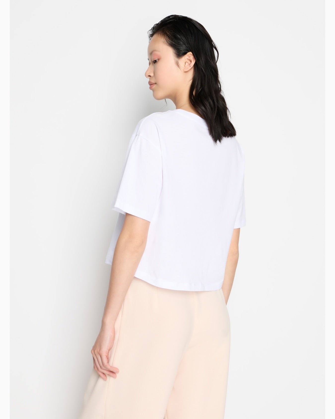 Cropped T-shirt with monogram logo in ASV cotton - HIPPO US Brands ARMANI EXCHANGE