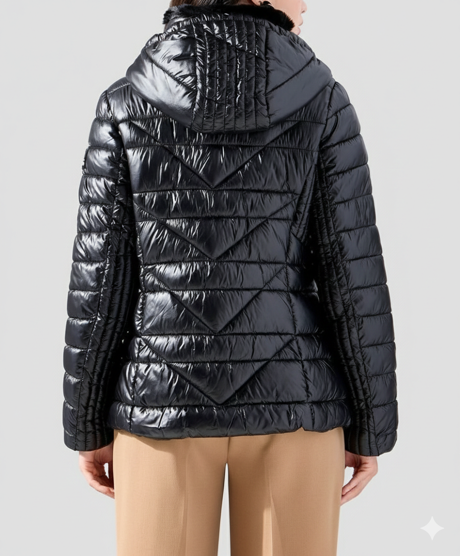Karl Lagerfeld Paris Short Puffer Jacket With Gold Logo - HIPPO US Brands Karl Lagerfeld Paris