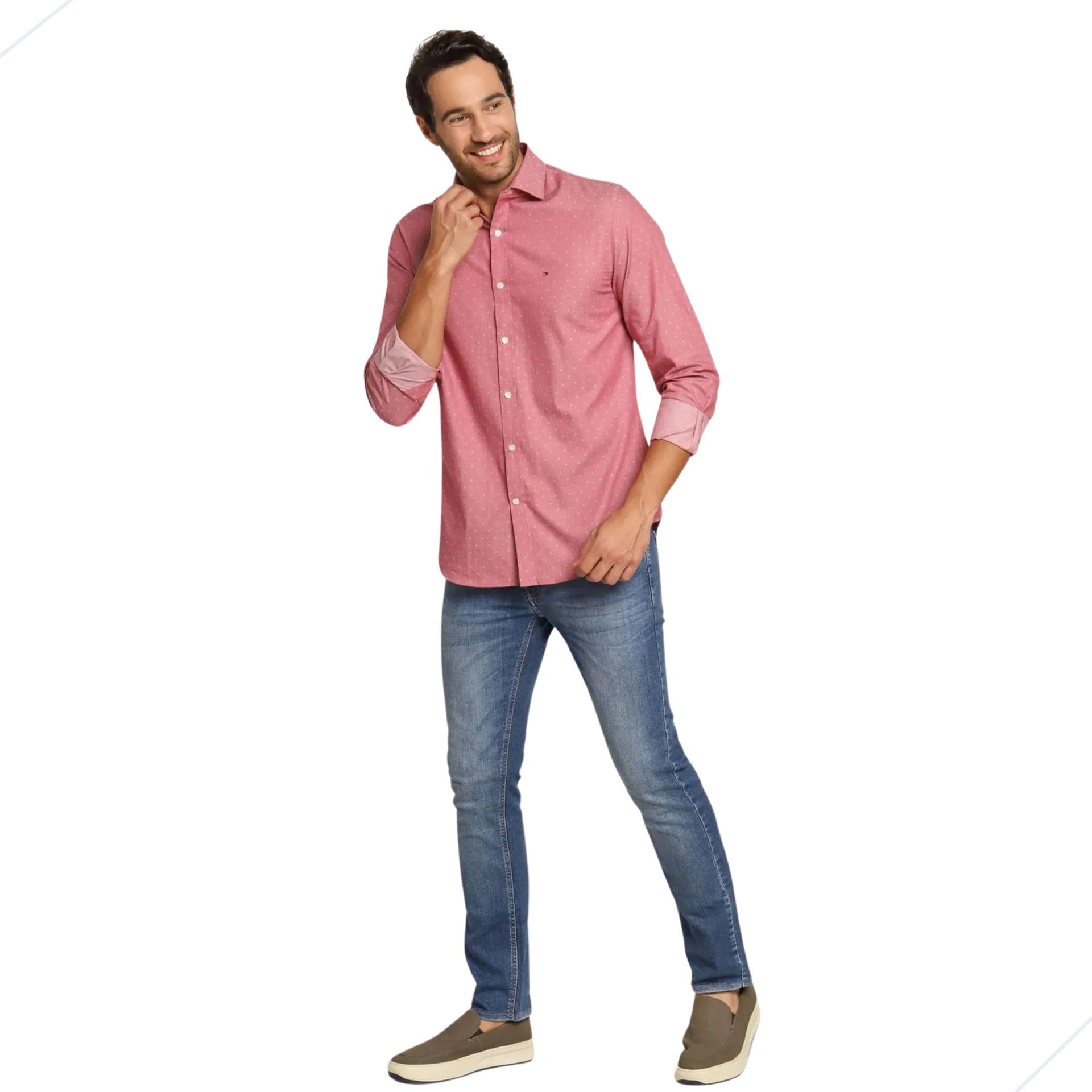 Tommy Hilfiger Slim Fit Printed Pink Shirt - HIPPO US Brands Tommy Hilfiger