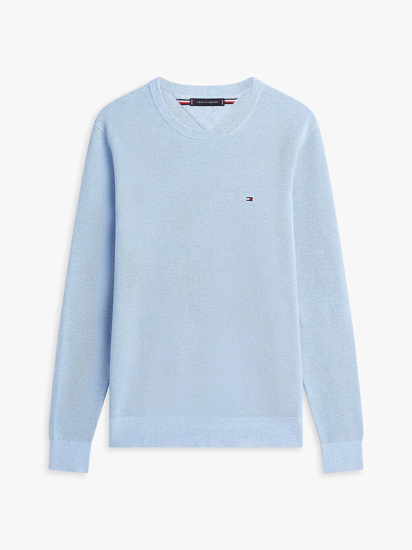 Tommy Hilfiger Flag Embroidery Textured Crew Neck Jumper