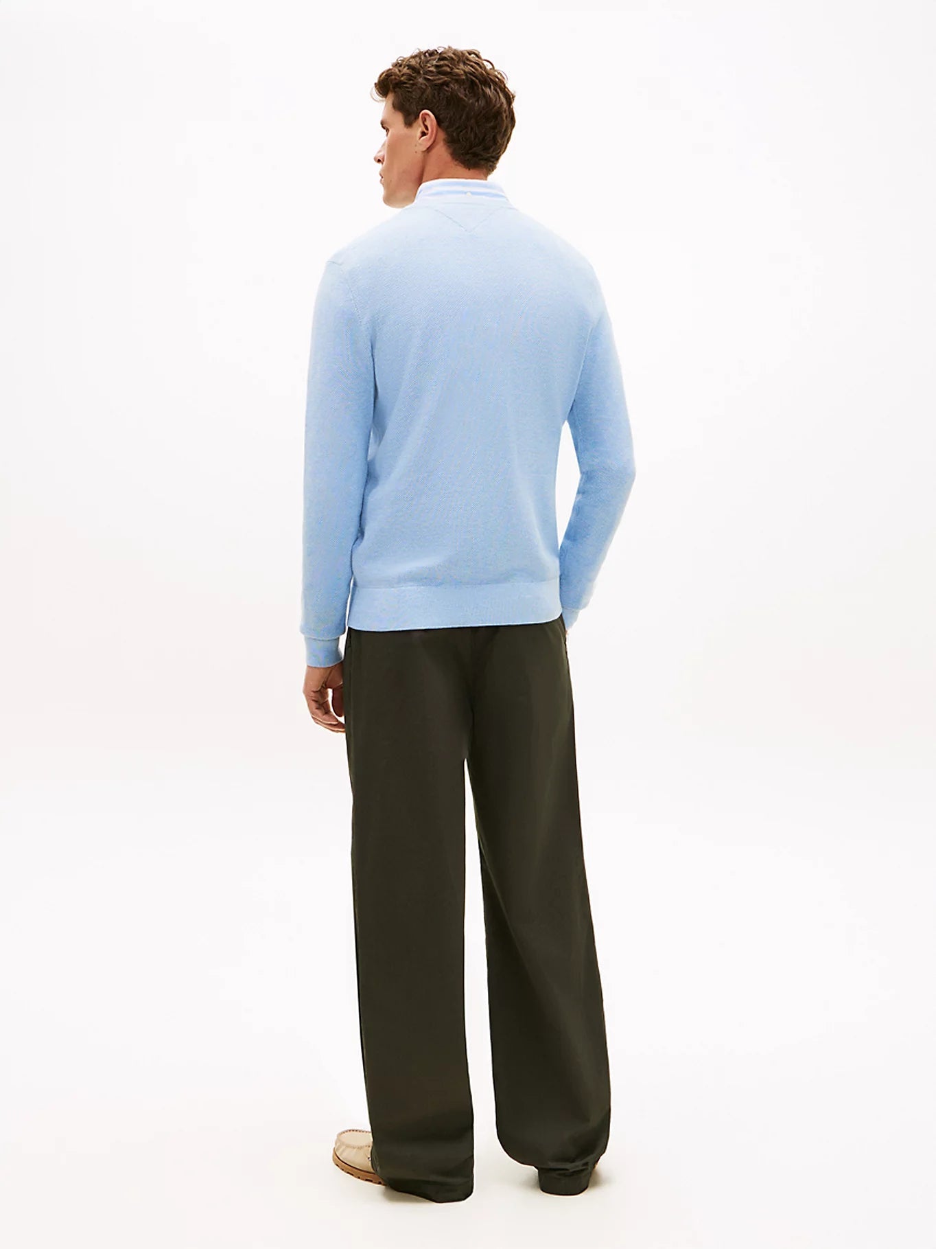 Tommy Hilfiger Flag Embroidery Textured Crew Neck Jumper