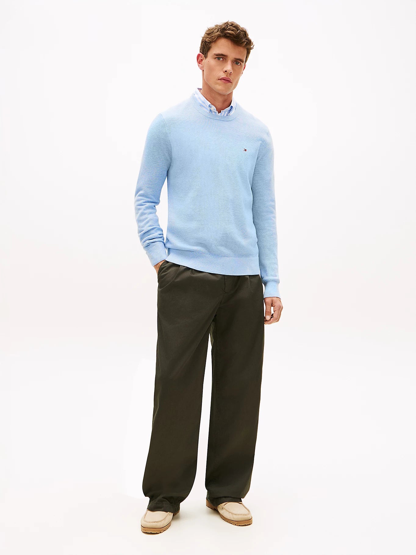 Tommy Hilfiger Flag Embroidery Textured Crew Neck Jumper - HIPPO US Brands Tommy Hilfiger