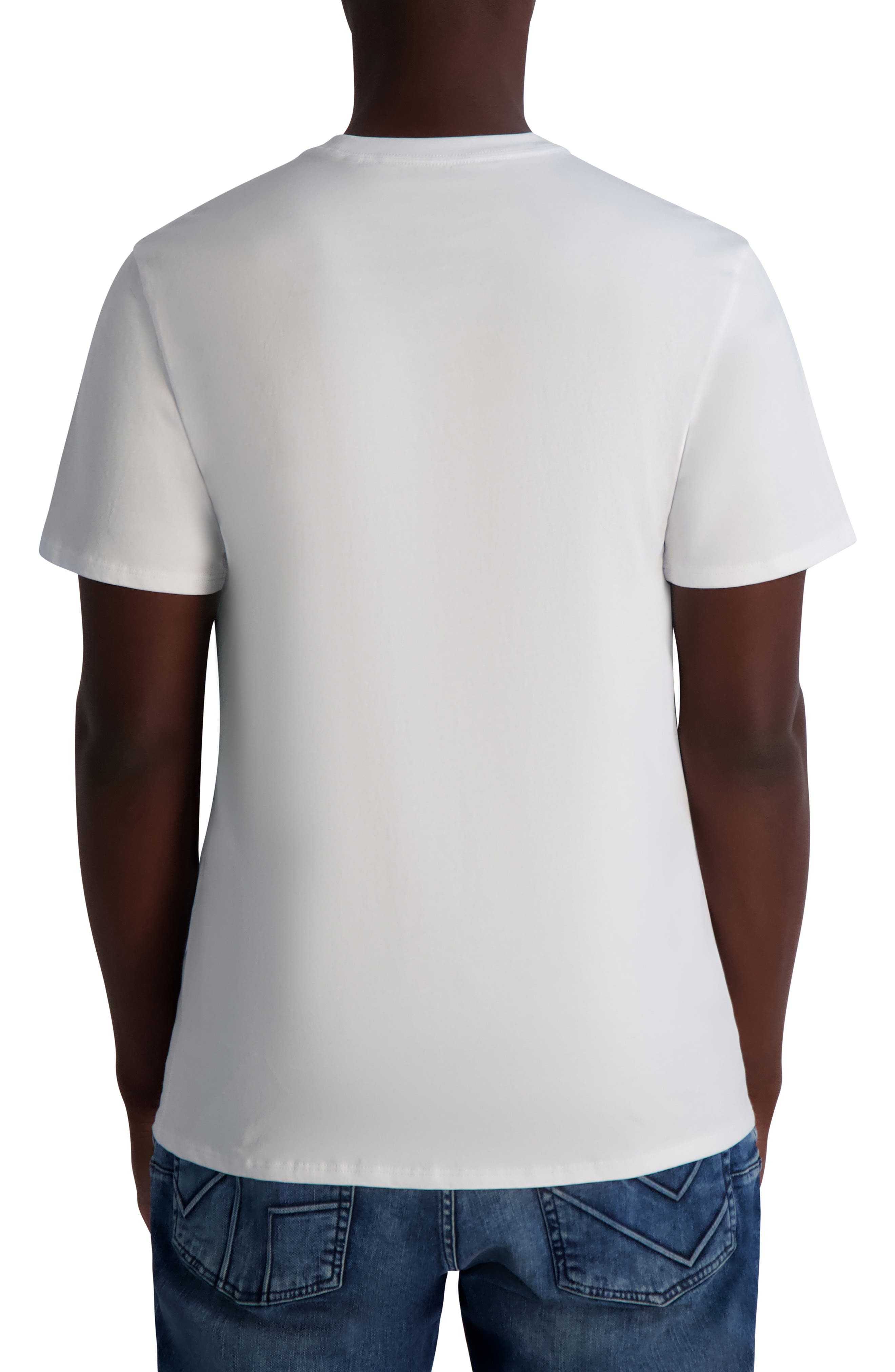 Karl Lagerfeld Men's White Race Stripe Slim Fit Logo Tee - HIPPO US Brands Karl Lagerfeld Paris