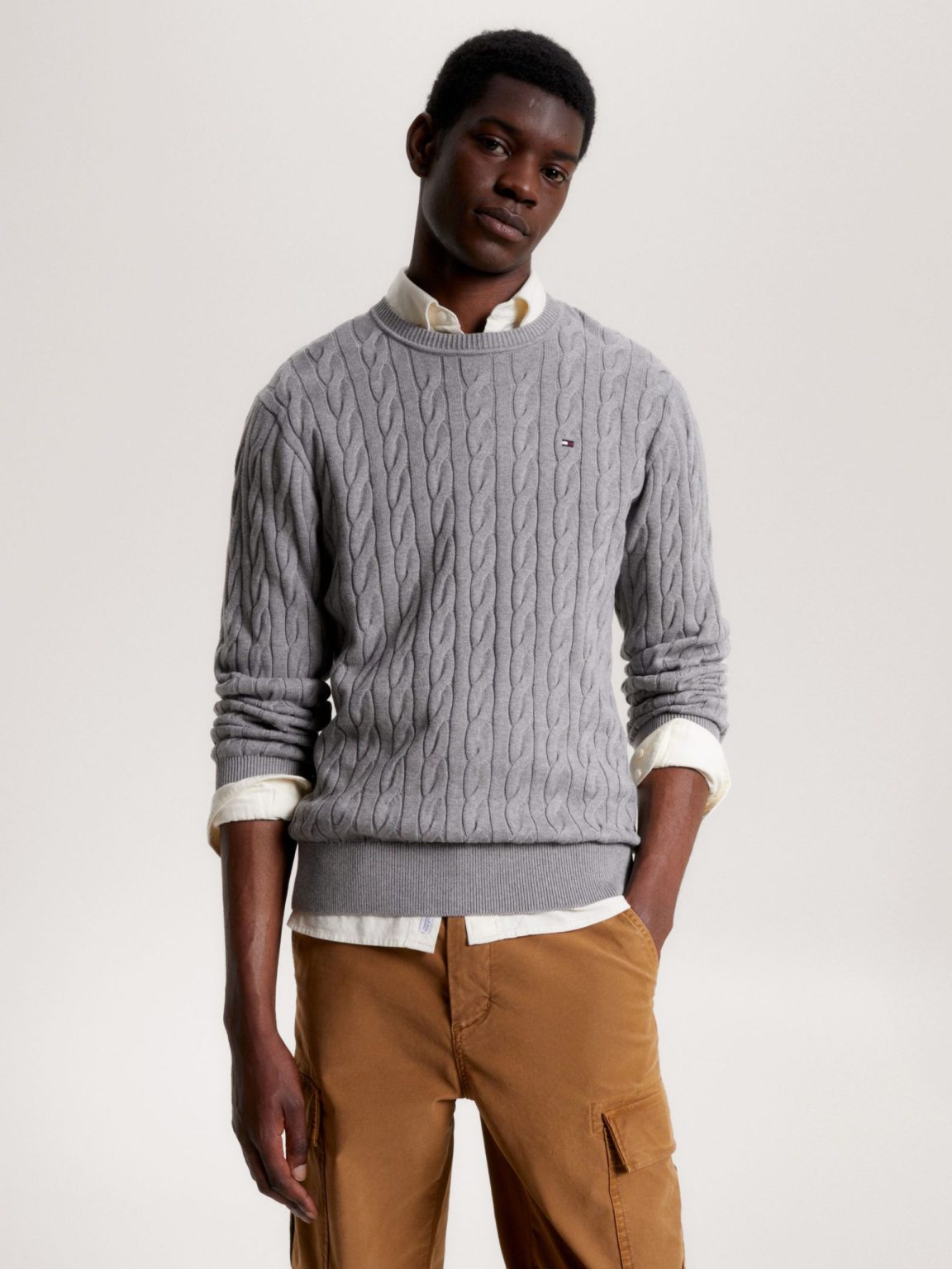 Tommy Hilfiger Flag Embroidery Cable Knit Jumper