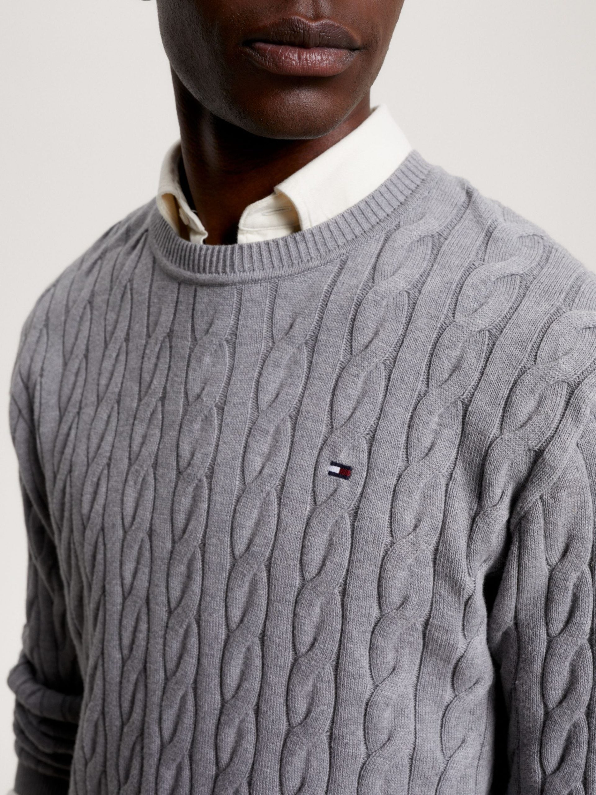 Tommy Hilfiger Flag Embroidery Cable Knit Jumper