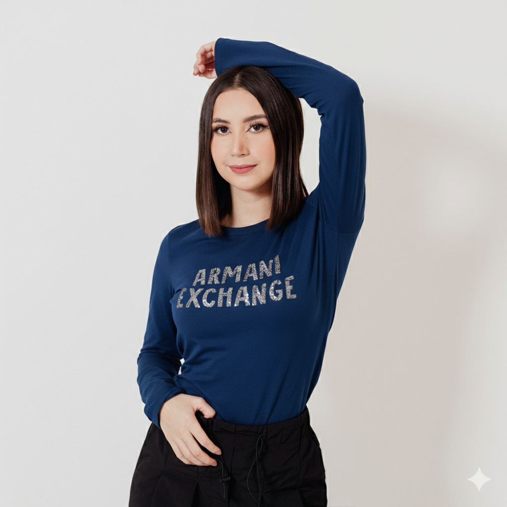 Armani Exchange Women's Long Sleeve Round T-shirt - SLIM FIT