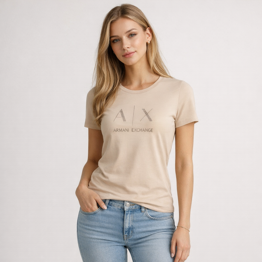 ARMANI EXCHANGE Sequin Logo Round-Neck T-Shirt