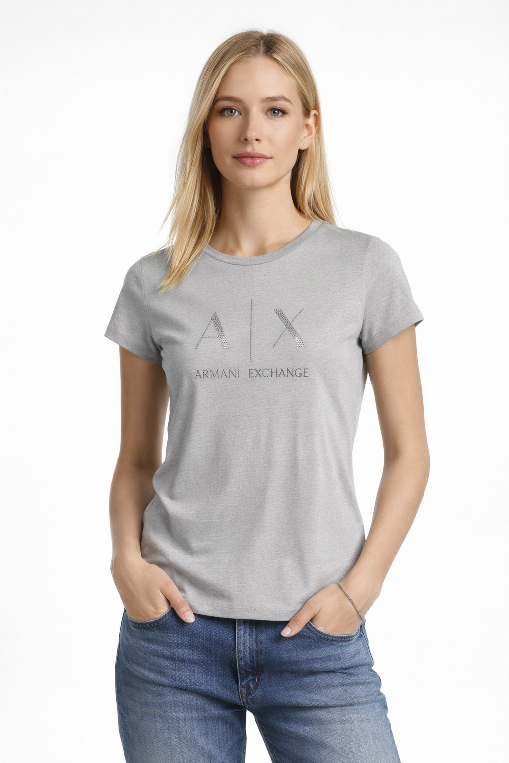 ARMANI EXCHANGE Sequin Logo Round-Neck T-Shirt