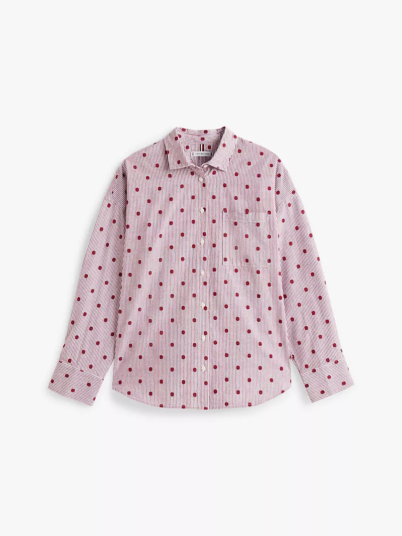 Tommy Hilfiger Relaxed Polka-Dot Poplin Jacquard Shirt - HIPPO US Brands Tommy Hilfiger