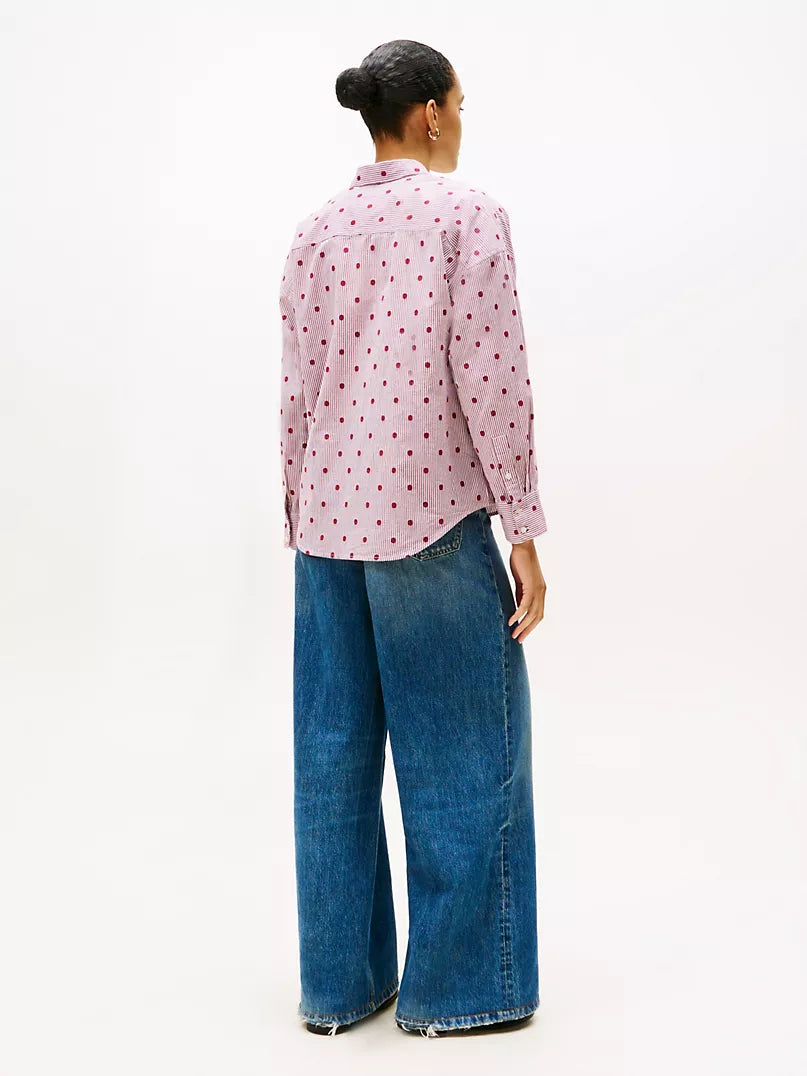Tommy Hilfiger Relaxed Polka-Dot Poplin Jacquard Shirt - HIPPO US Brands Tommy Hilfiger