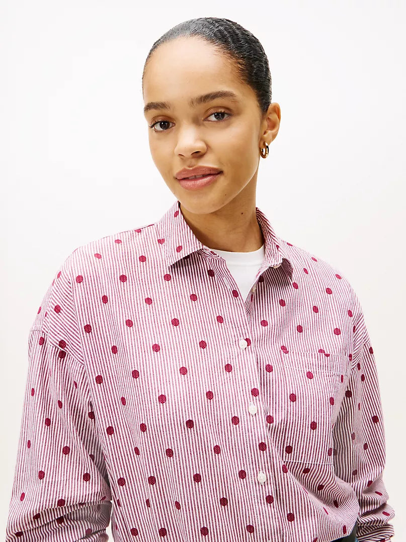 Tommy Hilfiger Relaxed Polka-Dot Poplin Jacquard Shirt - HIPPO US Brands Tommy Hilfiger