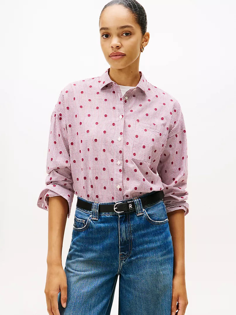 Tommy Hilfiger Relaxed Polka-Dot Poplin Jacquard Shirt - HIPPO US Brands Tommy Hilfiger