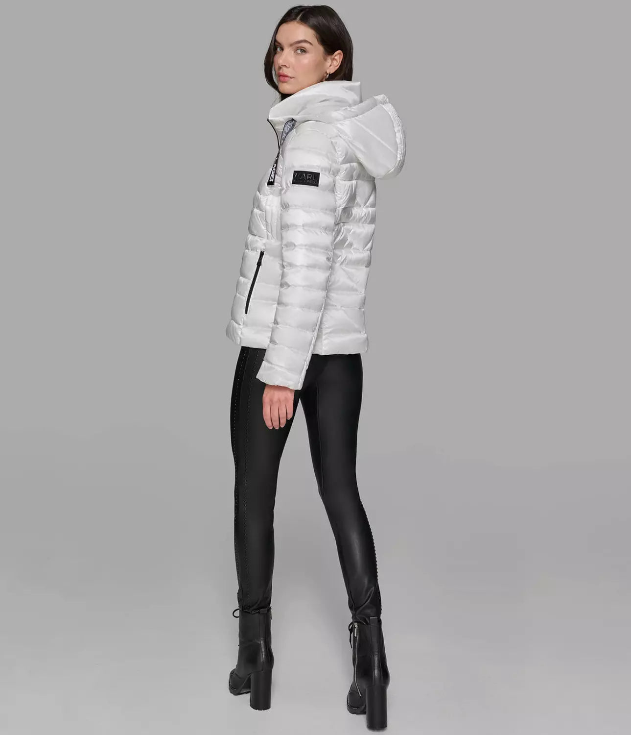 KARL LAGERFELD PARIS SHORT PUFFER JACKET WITH LOGO