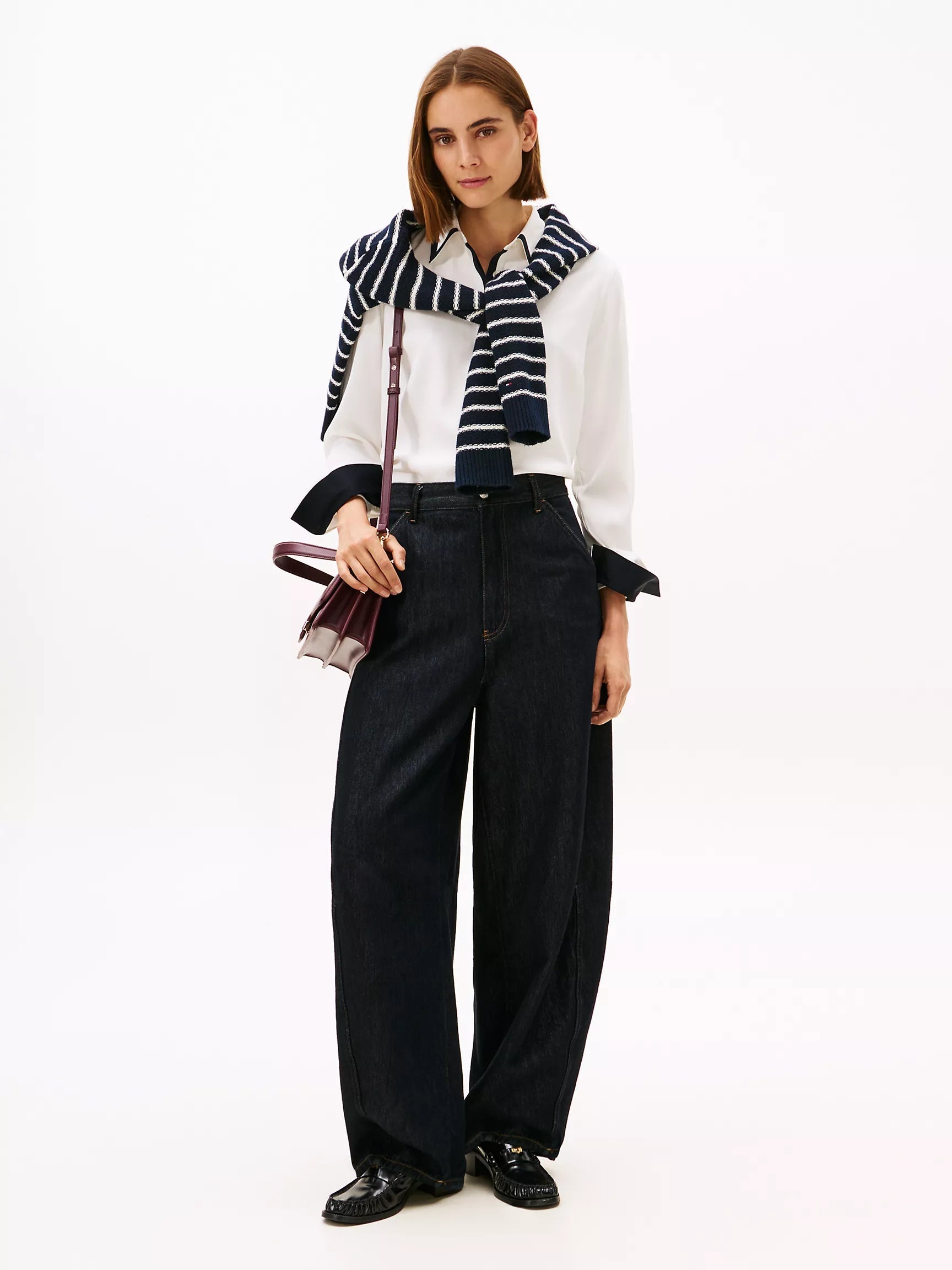 Tommy Hilfiger Long-Sleeve Contrast Crepe Shirt
