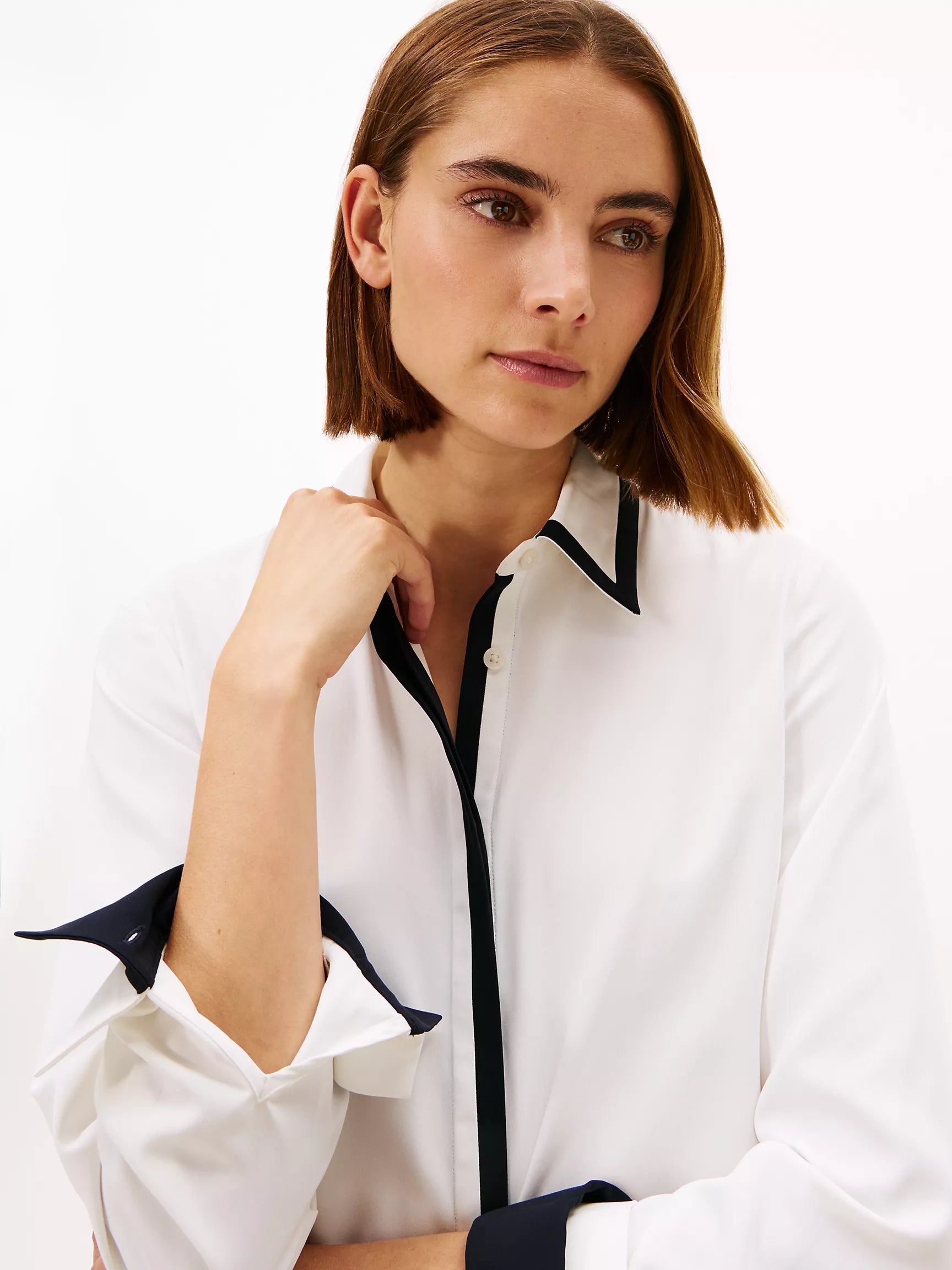 Tommy Hilfiger Long-Sleeve Contrast Crepe Shirt