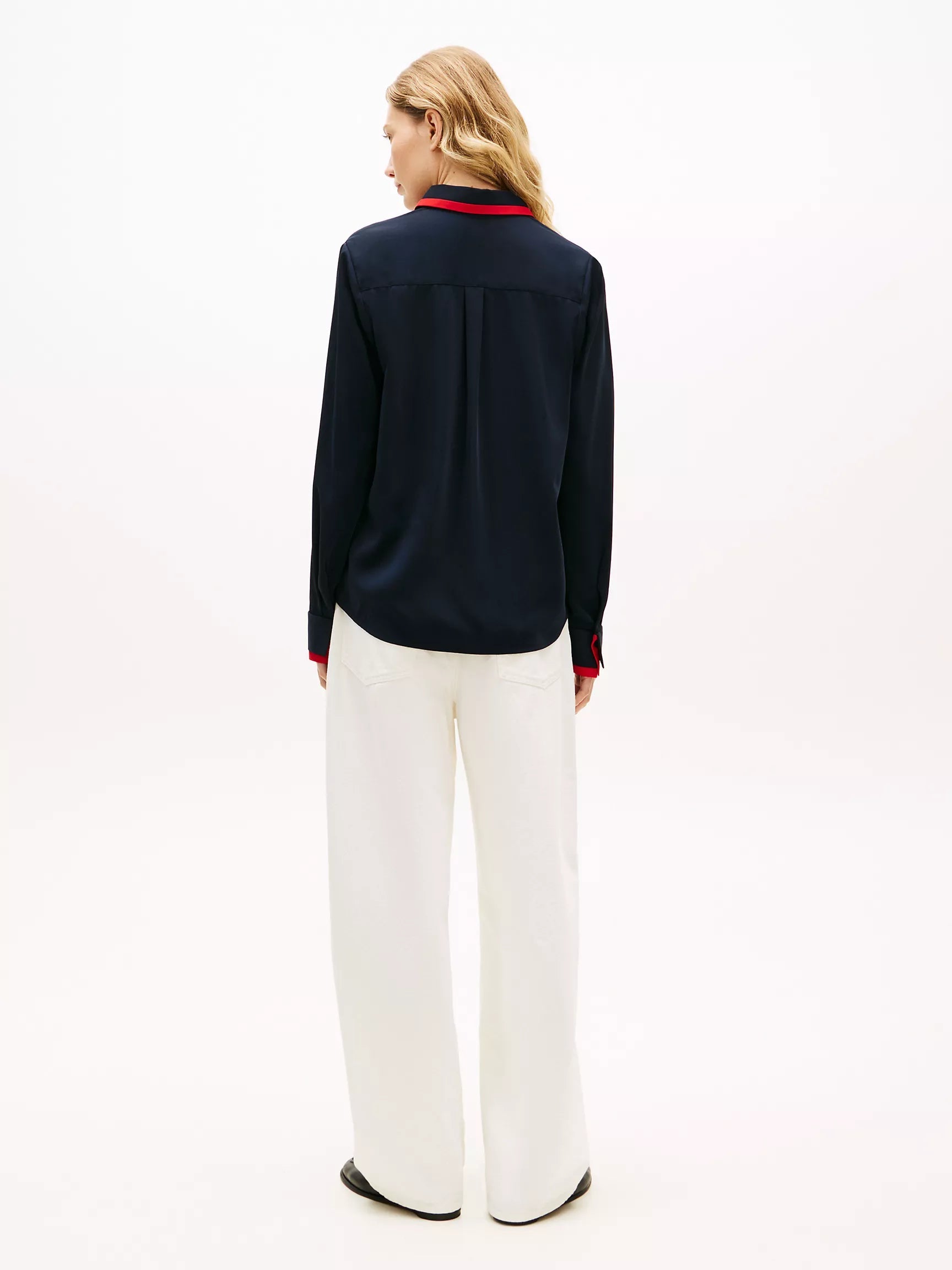 Tommy Hilfiger Long-Sleeve Contrast Crepe Shirt