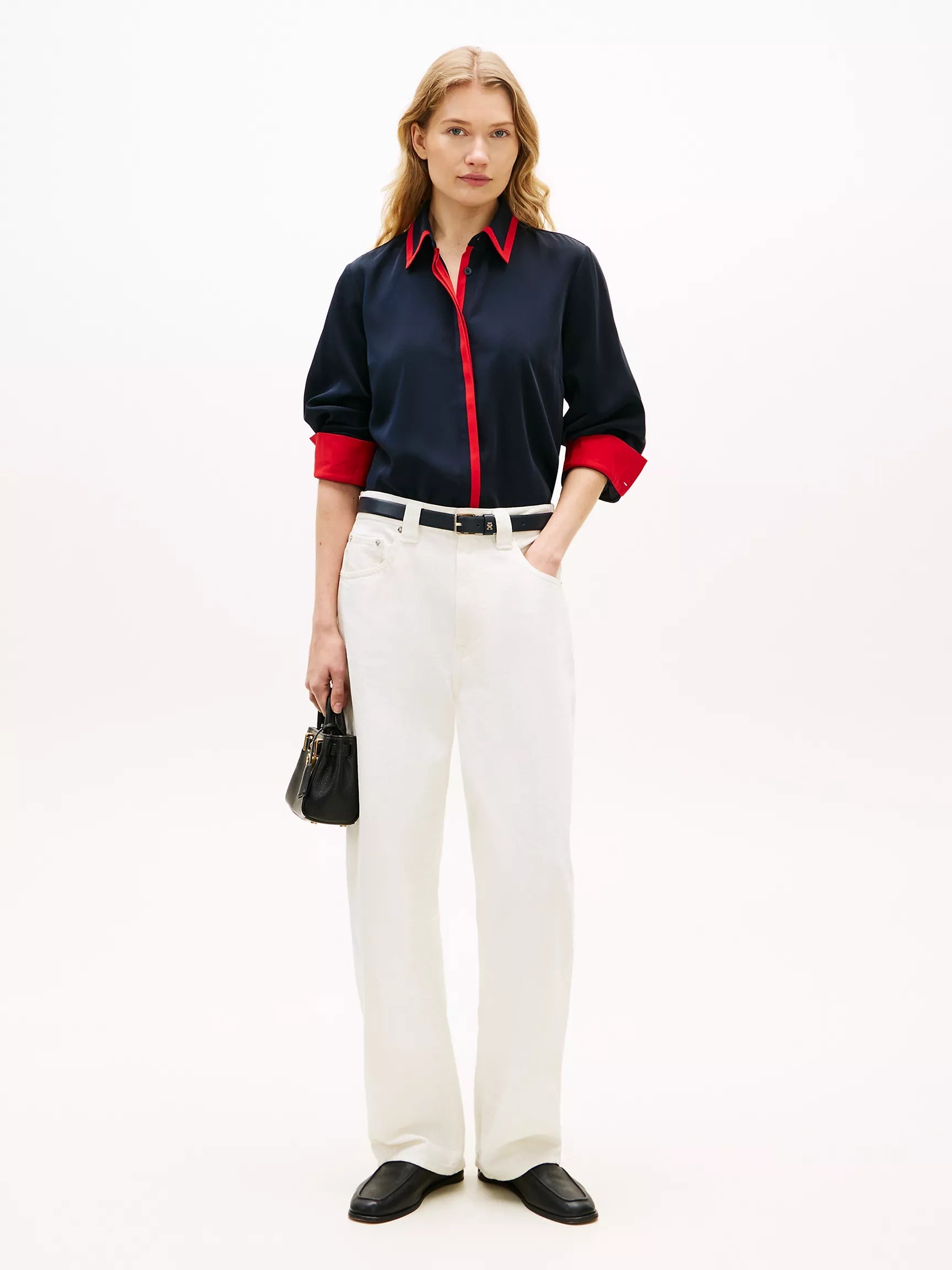 Tommy Hilfiger Long-Sleeve Contrast Crepe Shirt