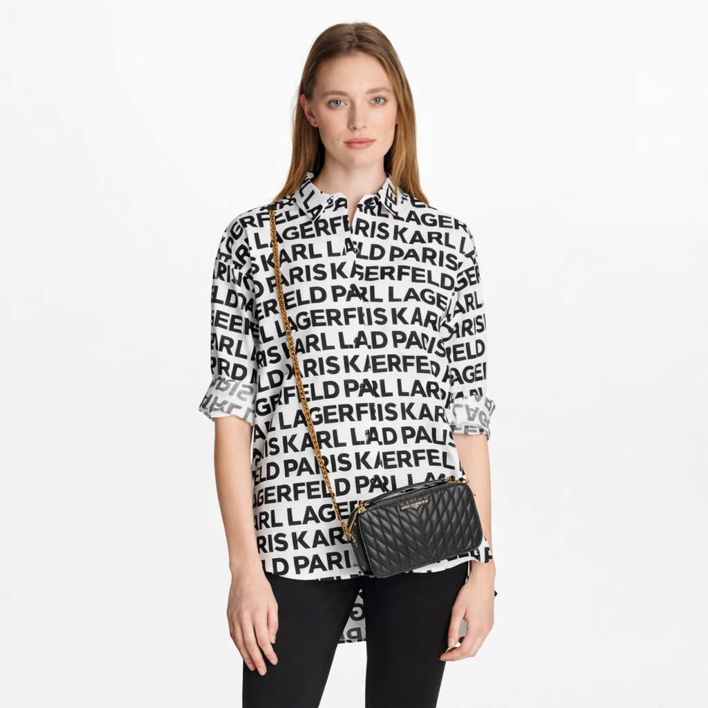 Karl Lagerfeld Paris Women's White/Black Button Front - HIPPO US Brands Karl Lagerfeld Paris